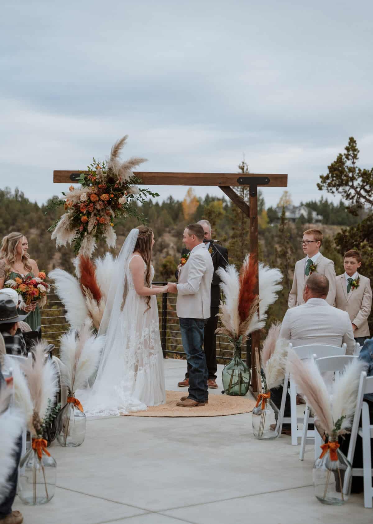 The bride and groom at the altar.