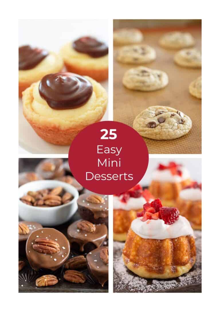 A collage of 4 of 25 featured easy mini desserts.