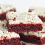 Red Velvet Brownies with cream cheese frosting.