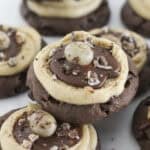 Chocolate espresso cookies on a tray for serving.