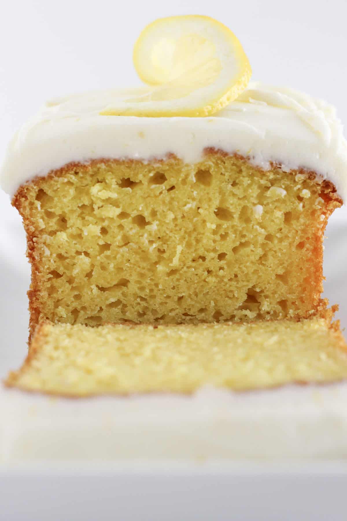 A loaf of lemon bread made with a cake mix.