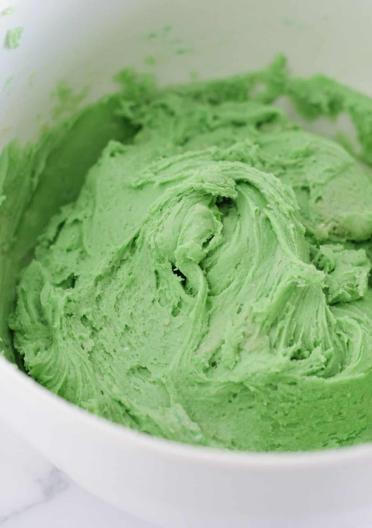 The finished grinch cookie dough.