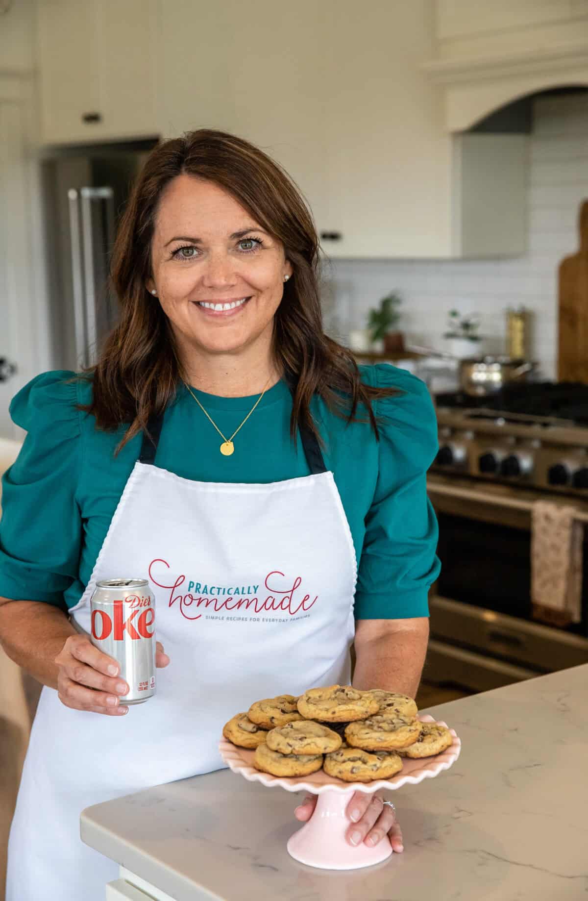 June from Practically Homemade making easy homemade desserts in her kitchen.