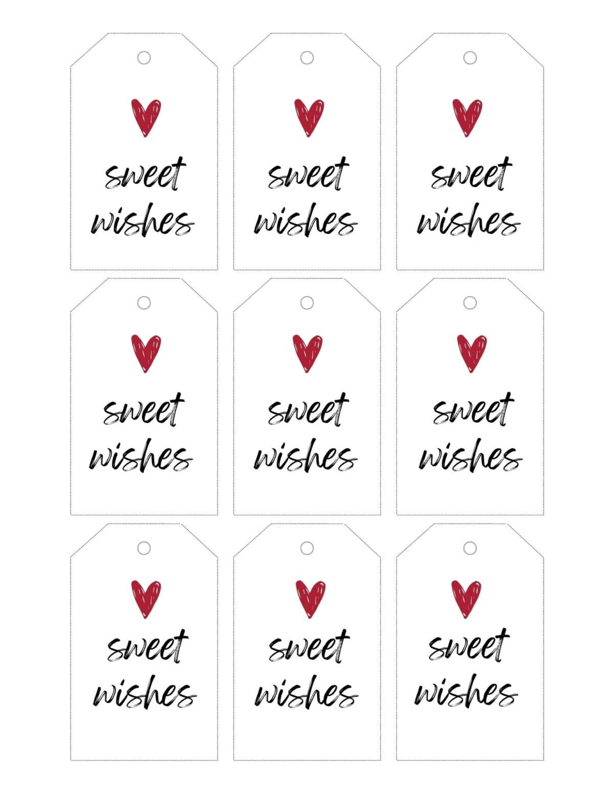A photo of the printable gift tags that are a free printable and say, sweet wishes.