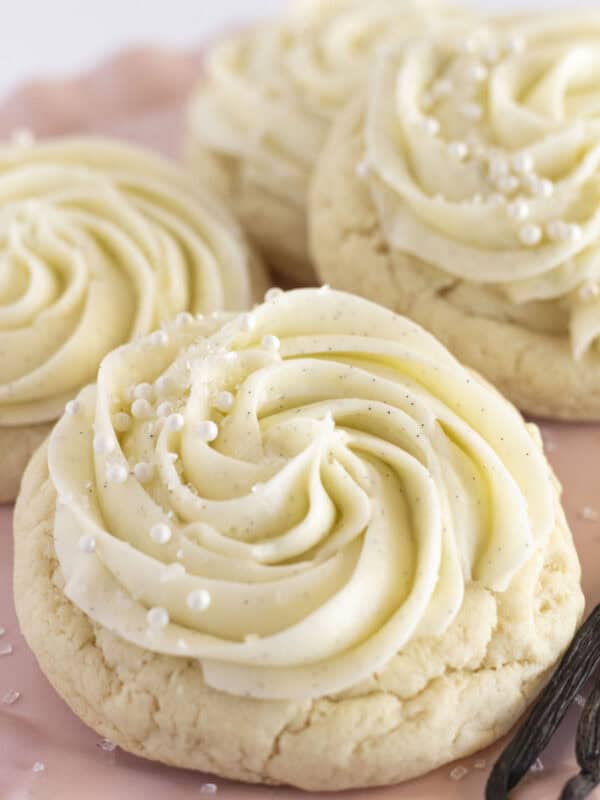Vanilla bean cookies with vanilla bean paste and visible vanilla bean flecks