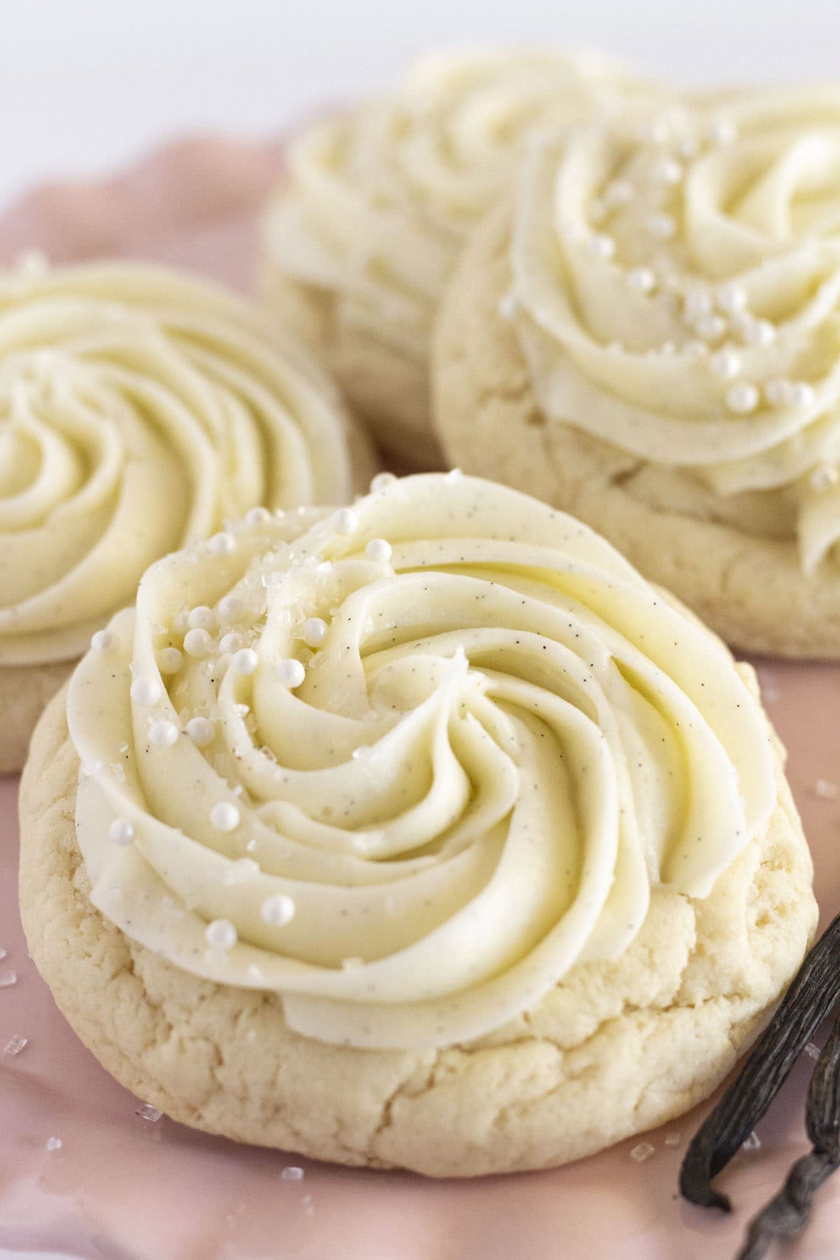 Vanilla bean cookies with vanilla bean paste and visible vanilla bean flecks