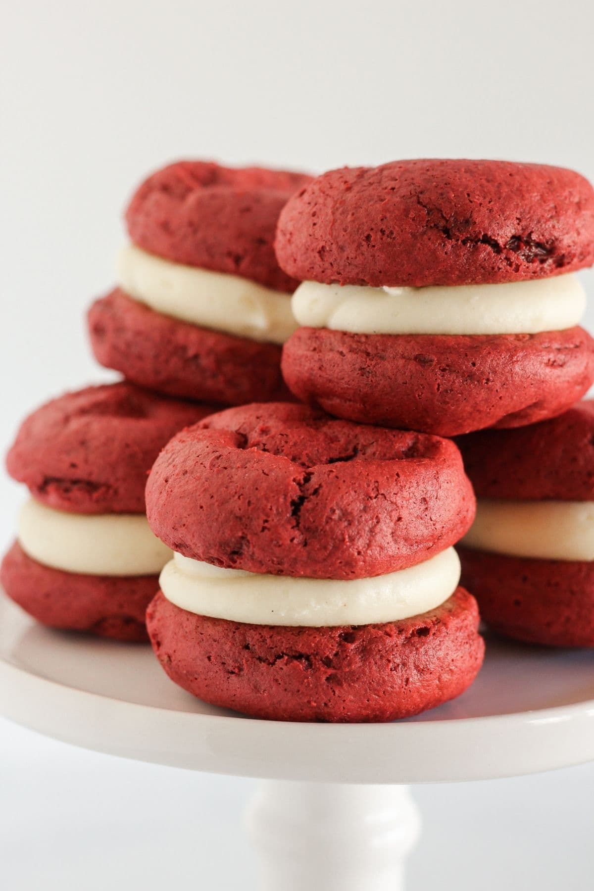 Red velvet whoopie pies with homemade cream cheese frosting