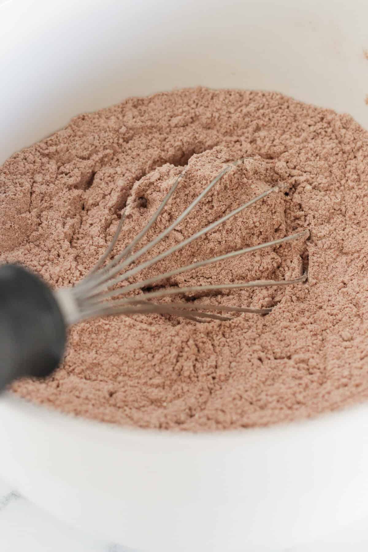 Whisking dry ingredients for whoopie pies