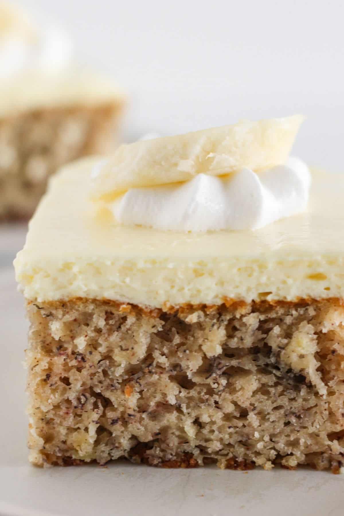 Banana sheet cake with banana pudding frosting