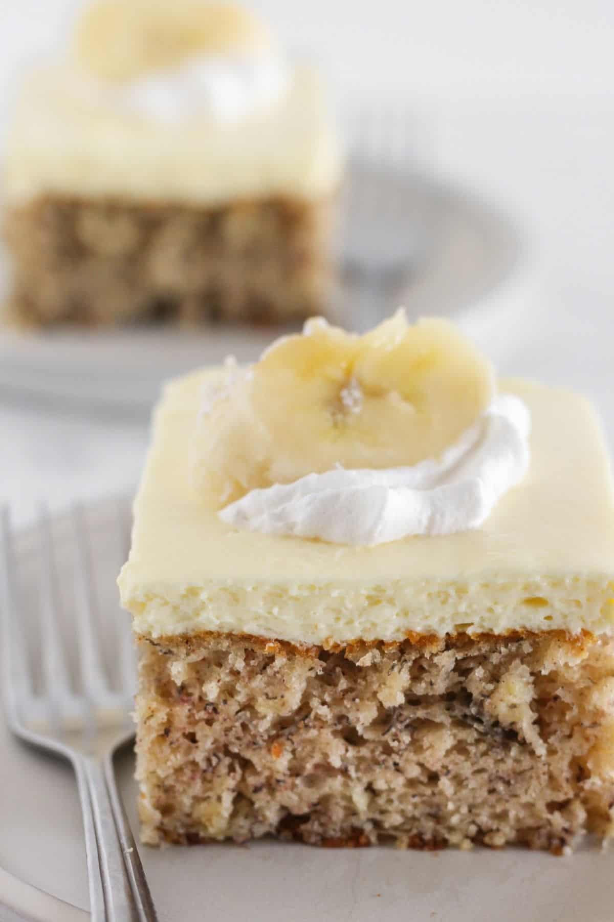Banana sheet cake made with ripe bananas