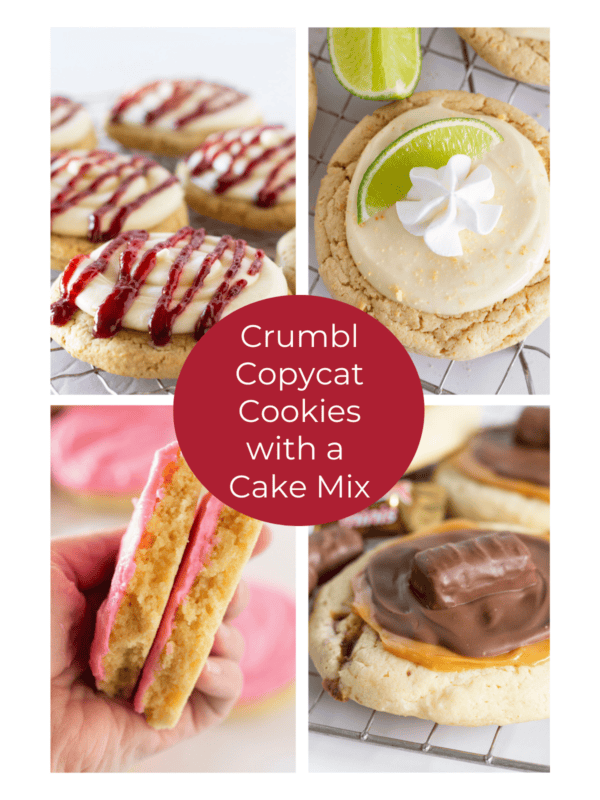 A collage of 4 different Crumbl copycat cookies.