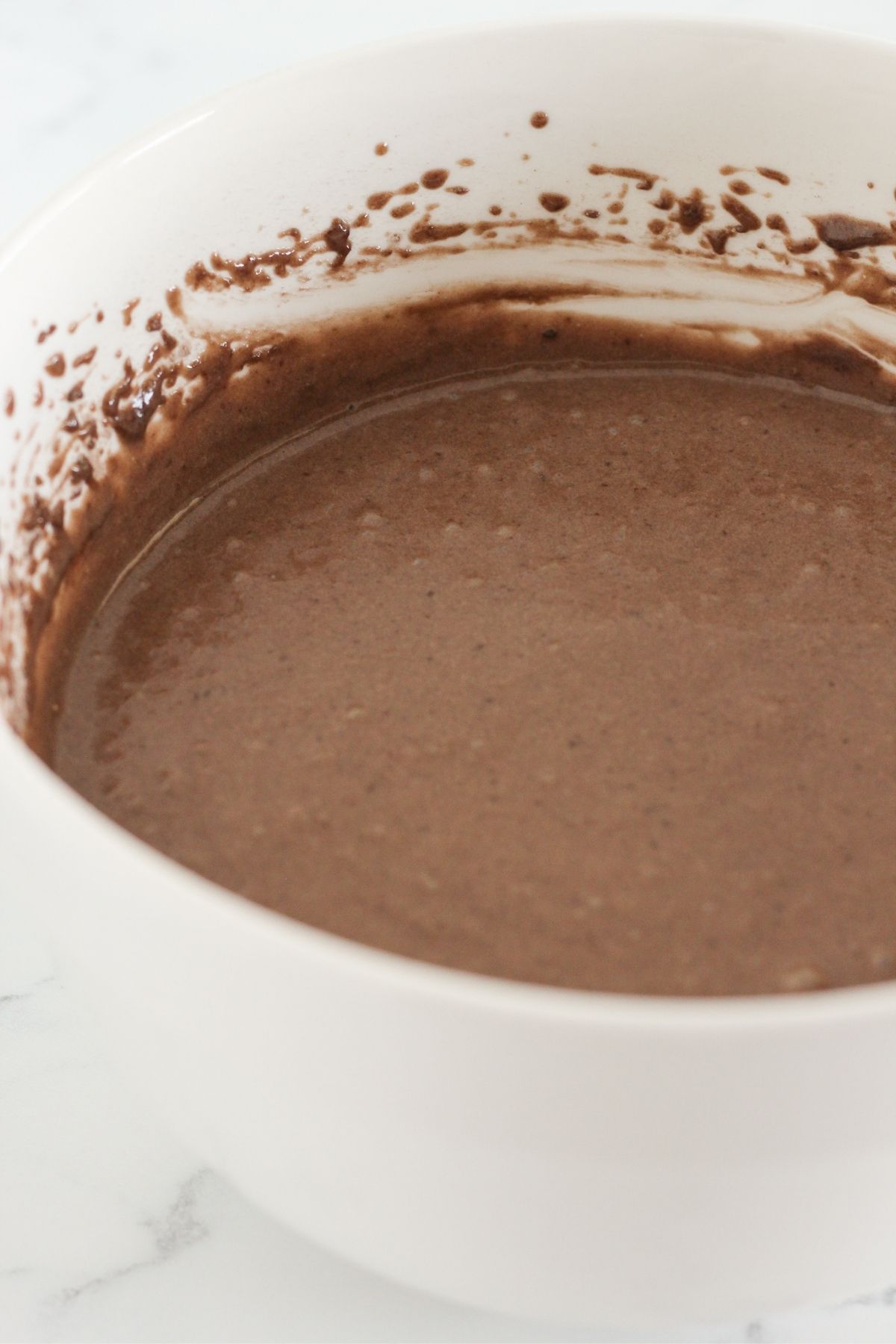 Making the chocolae cake batter.