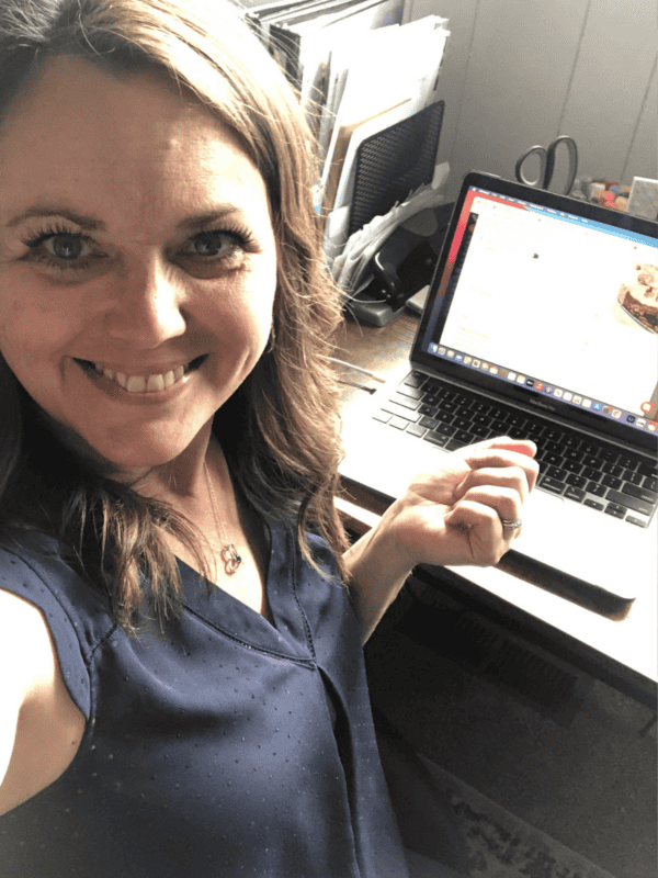 Working on the computer on my first day of blogging full time.
