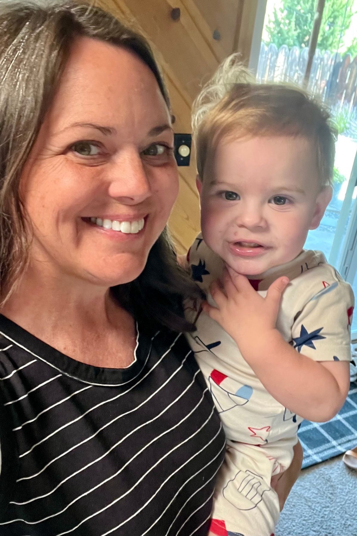 Grammy and Elliott in the kitchen.