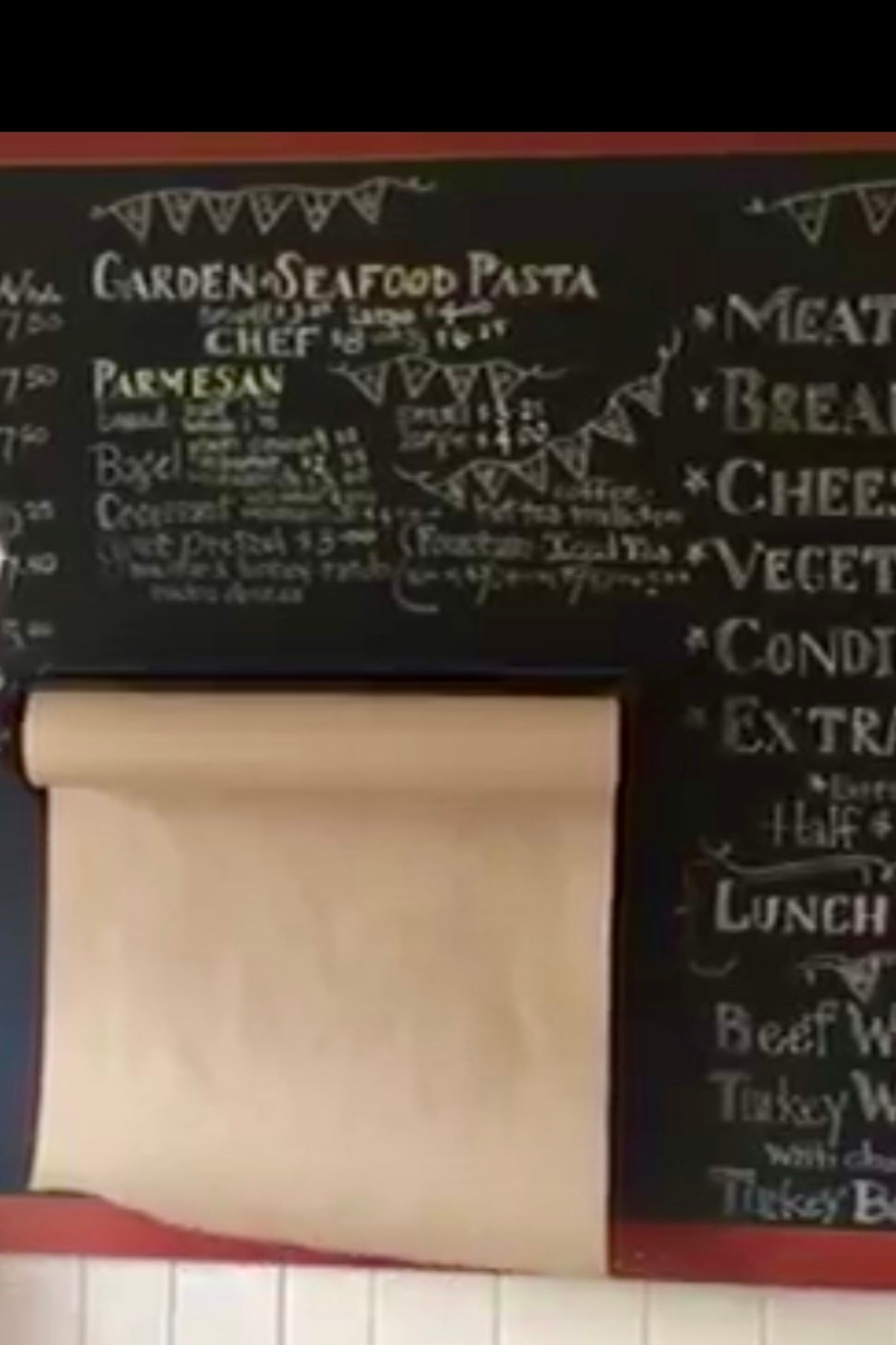The menu board at the Happy Horse.