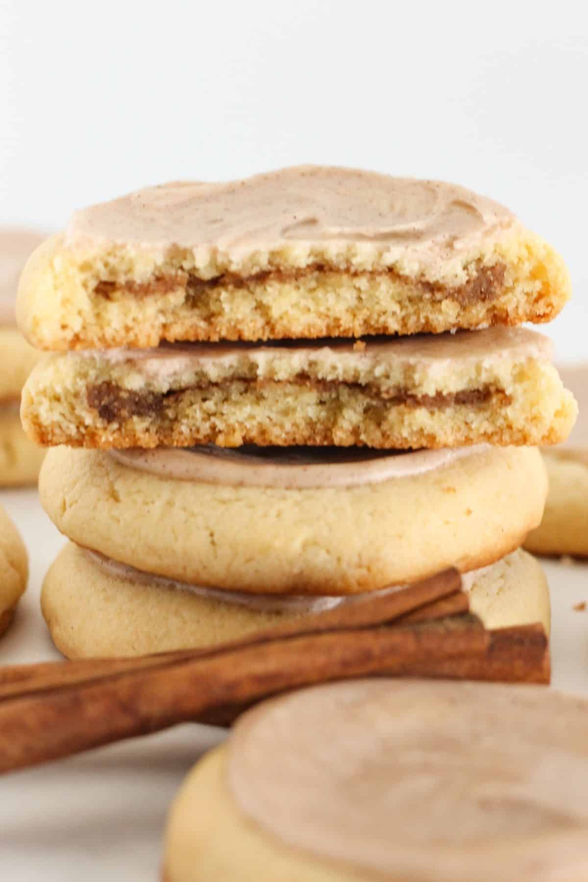 Stacked pop tart cookies with brown sugar filling.