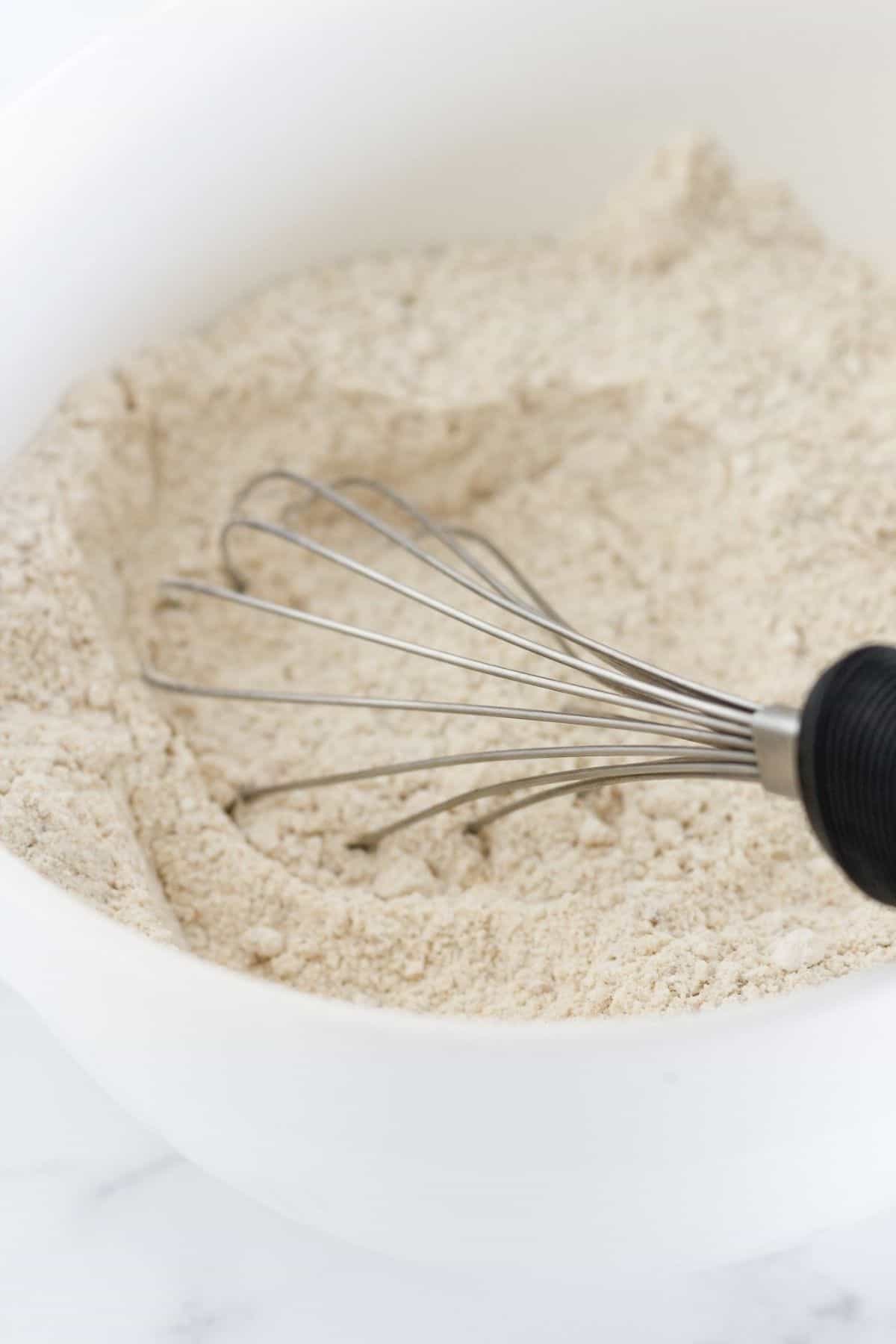 Whisking the dry ingredients.