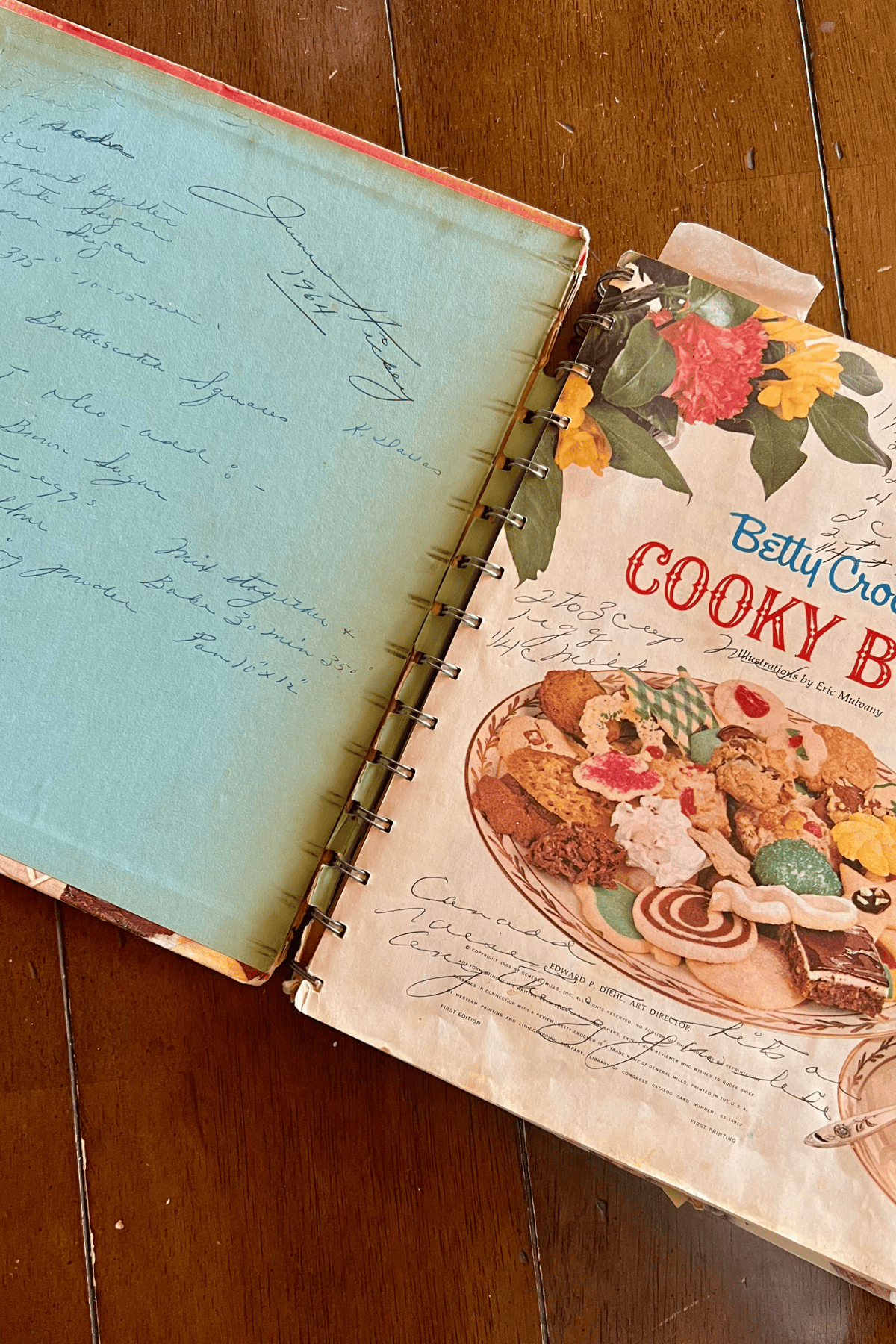 Grandma June's well-loved cookbook filled with handwritten notes.